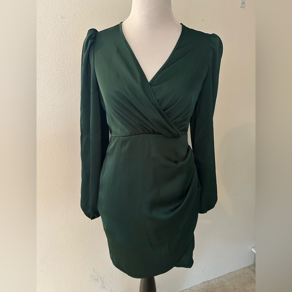 SHEIN Dark Green Long Sleeve Dress